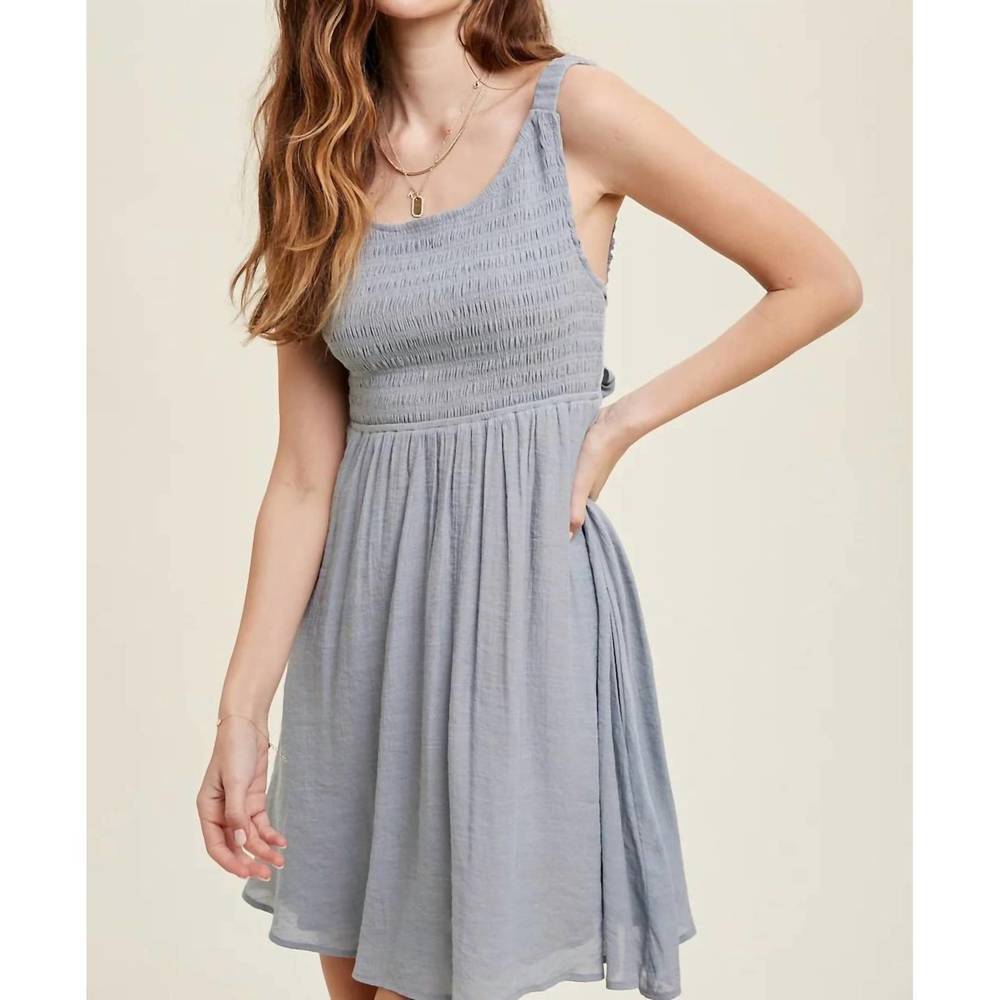 NEW WISHLIST smocked mini dress in cloud